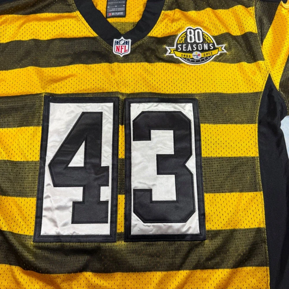 Nike Pittsburgh Steelers Jersey Mens 48 Yellow Excellent Polamalu 43 Bumblebee